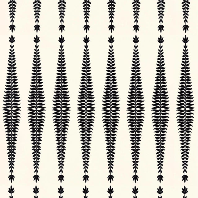 Schumacher Fern Tree Wallpaper in Noir For Sale