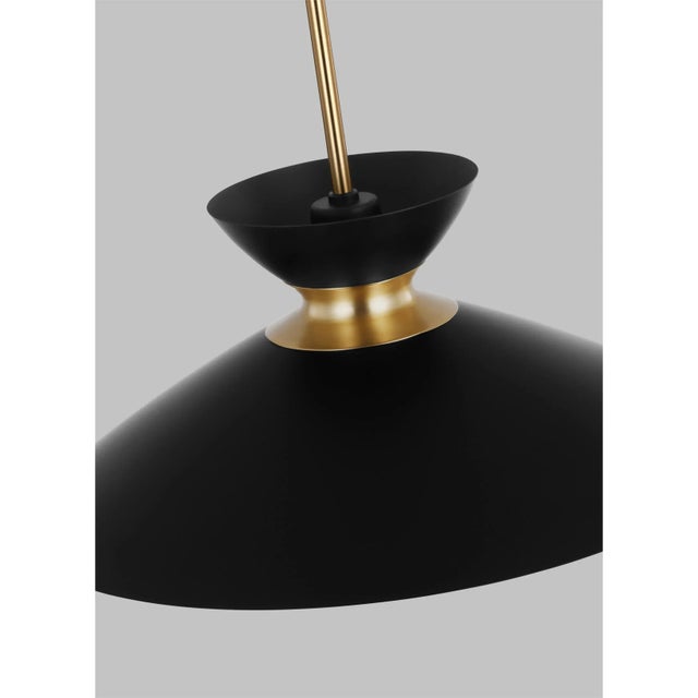 2020s ED Ellen DeGeneres by Visual Comfort Studio Heath Wide Pendant, Midnight Black & Burnished Brass For Sale - Image 5 of 6
