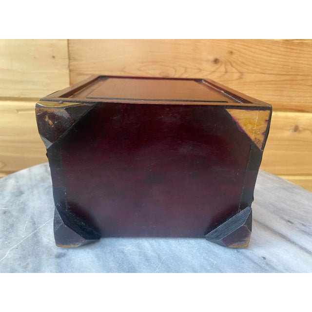 Wood 1960's Wooden Chinese Jewelry Cabinet With Jade Inlays For Sale - Image 7 of 11