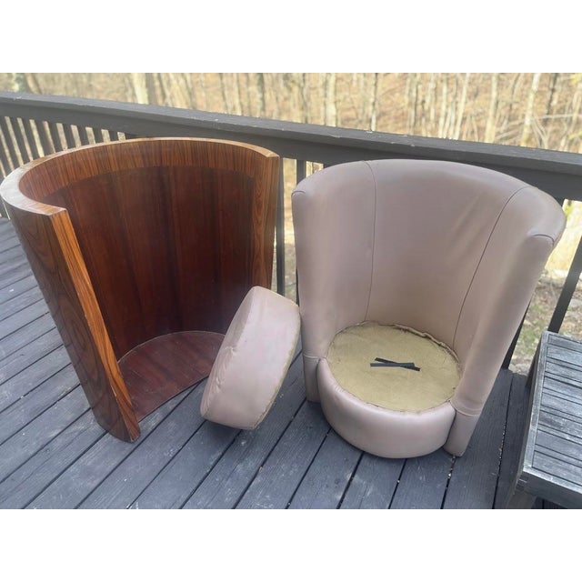 1940s Art Deco Walnut Veneer Barrel Chair For Sale - Image 12 of 16
