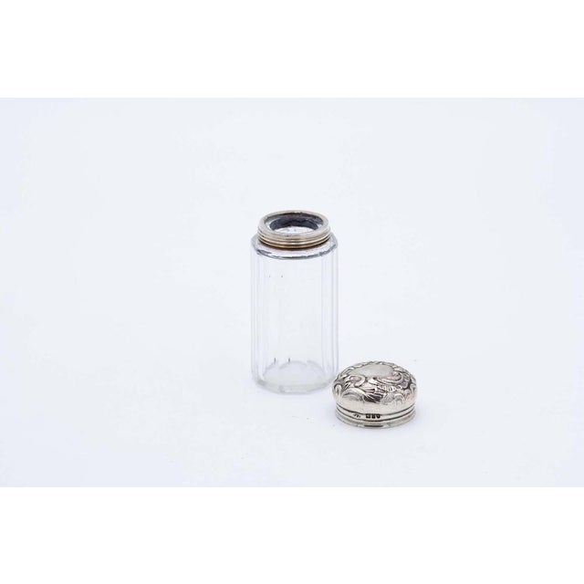 Cut Glass Bottle with Silver Lid For Sale - Image 3 of 4