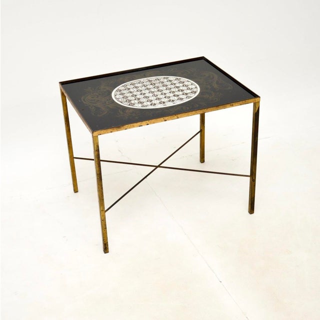 Metal Vintage Brass and Glass Side Table, 1960 For Sale - Image 7 of 7