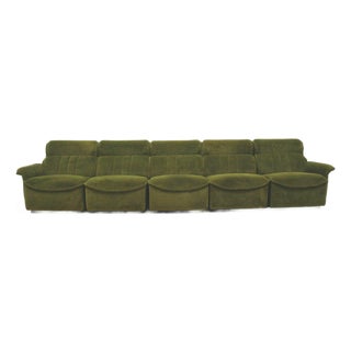 Large Vintage Element Sofa in Green Velvet, 1970s For Sale