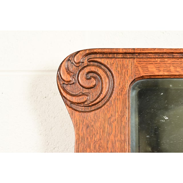 Wood Antique Victorian Carved Oak Two-Door Bookcase, Circa 1890s For Sale - Image 7 of 15