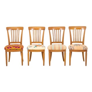 Country Oak Dining Chairs, 4 For Sale