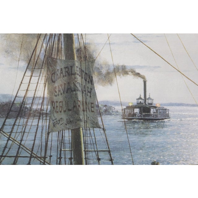 Late 20th Century John Stobart Nautical Maritime Clipper Ship Sailboat Harbor Lithographs 46" For Sale - Image 6 of 18