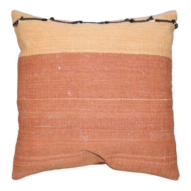 Large Antique Kilim Rustic Pillow For Sale