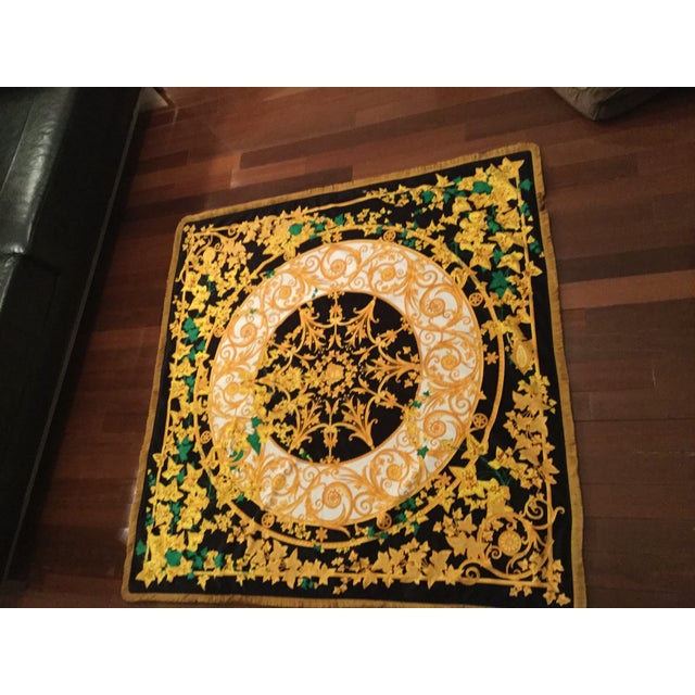 Gianni Versace Custom Made Mendoza Head Green & Gold Velvet Throw For Sale - Image 11 of 12