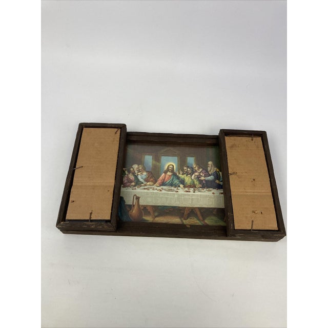 VTG Brunozetti Last Supper Trifold Wood Mirror Frame Art Religious Picture For Sale - Image 4 of 12