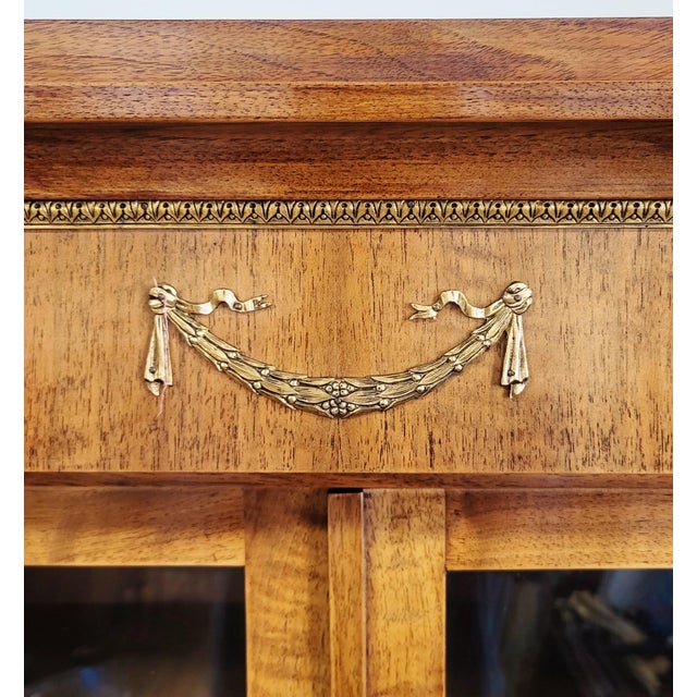 19th C French Walnut Ebony & Bronze Empire Curio Vitrine Bookcase For Sale - Image 10 of 18