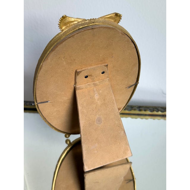 Metal Antique French Neoclassical Style Gilt Brass Swivel Vanity Frame Ribbon Bow Crest Tabletop Display Frame For Sale - Image 7 of 8