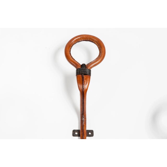 1950s Stitched Leather Coat Rack by Jacques Adnet, 1950s For Sale - Image 5 of 7