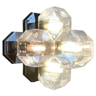 Vintage German Space Age Chrome & Glass Wall or Ceiling Lamp by Motoko Ishii for Staff For Sale