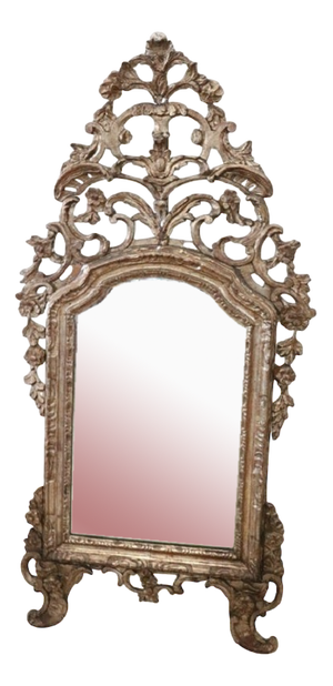 Large 18th Century Carved & Mecca Wood Wall Mirror