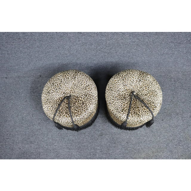 Mid Century Velour Leopard Print Ottomans/Pair For Sale In Philadelphia - Image 6 of 8