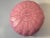 Vintage Mid Century Moroccan Baby Pink Color Hand Tooled Leather Pouf For Sale - Image 9 of 9