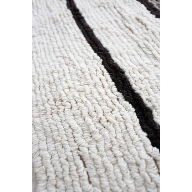 Contemporary Handmade Striped Looped Pile Wool Area Rug For Sale - Image 3 of 12
