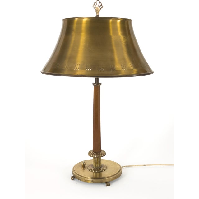 Monumental Table Lamp in Brushed Brass and Mahogany by Harald Notini for Böhlmarks, 1950 For Sale - Image 13 of 13