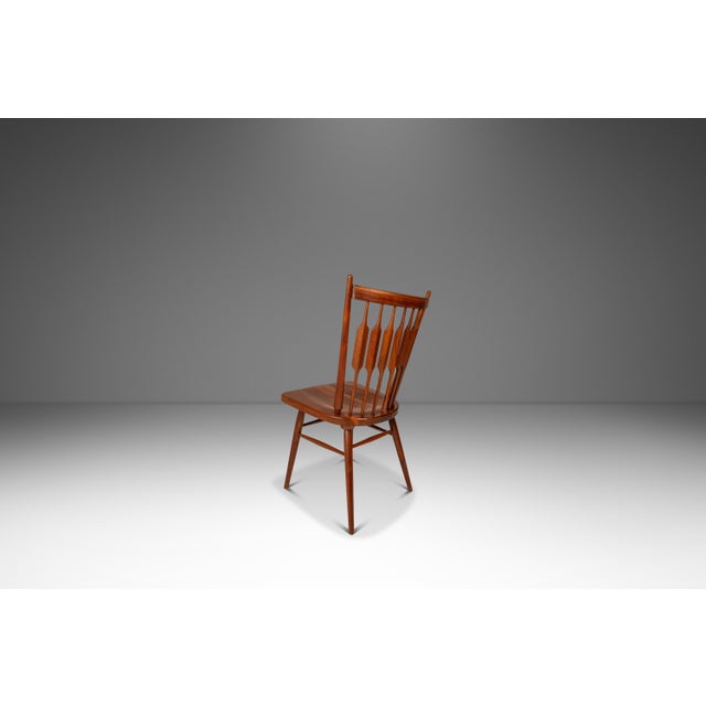 1960s Set of Four (4) Mid-Century Modern Windsor "Centennial" Dining Side Chairs in Solid Walnut Attributed to Kipp Stewart for Drexel, Usa, C. 1960's For Sale - Image 5 of 18