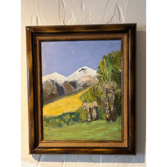 Impressionistic Landscape "Palm Trees and Snow" Oil on Canvas,Framed For Sale - Image 9 of 9