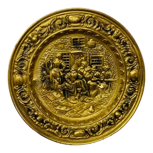 Vintage English Embossed Brass Peerage Cabaret Tavern Scene Wall Plate