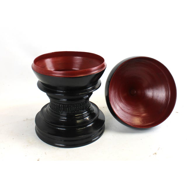 Contemporary Burmese Black Lacquer Offering Bowl For Sale - Image 3 of 13