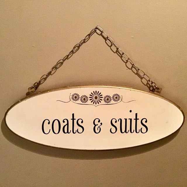 Mid 20th Century Mid Century Double Sided Hand Painted Wooden Boutique Sign For Sale - Image 5 of 5