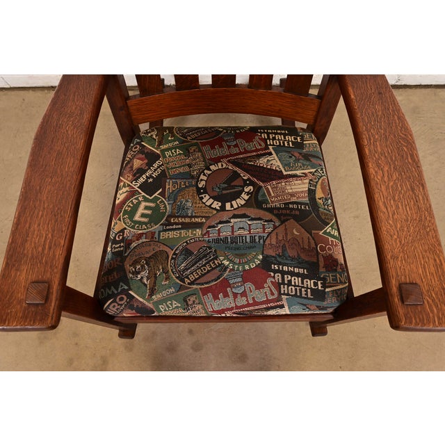 Wood J. M. Young & Sons Antique Mission Oak Arts & Crafts Rocking Chair, Circa 1900 For Sale - Image 7 of 13