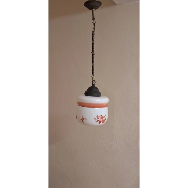 Antique German Art Deco Ceiling Lamp on Brass Mount, 1920s, in Very Good conditions. Designed 1920 to 1949 European Plug...