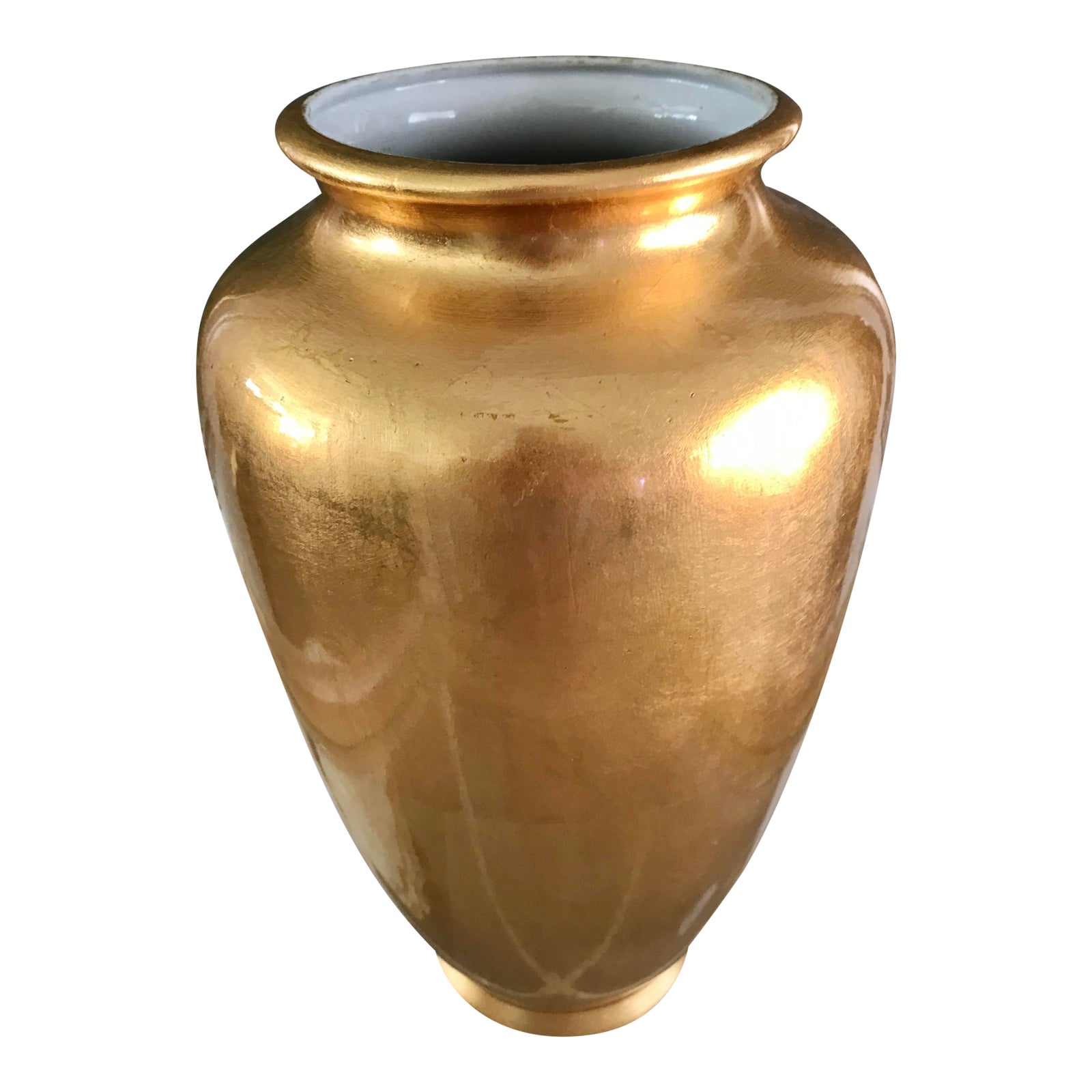 Chinoiserie Tall Gold Leafed Vase Chairish