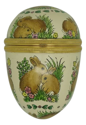 Halcyon Days Enamels England Easter Bunny Rabbit Egg Trinket Pill Box 2"