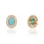 Metal Vintage-Style 2.42ct Turquoise Cabochon Diamond Stud Earrings in 14k Yellow Gold- A Pair For Sale - Image 7 of 15