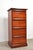 Mahogany chest of drawers with 4 drawers and an oak top and plinth. The drawers have beautiful handles and a label window....