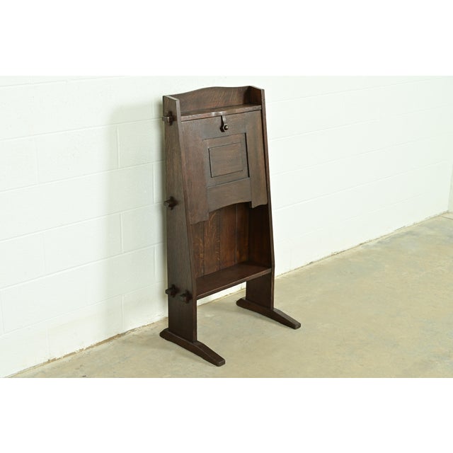 Early Gustav Stickley Antique Mission Oak Arts & Crafts "Chalet" Drop Front Secretary Desk, Circa 1902 For Sale - Image 11 of 11