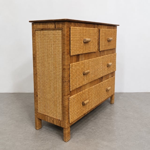 Vintage Riviera-Style Rattan Chest of Drawers, 1970s For Sale - Image 6 of 8