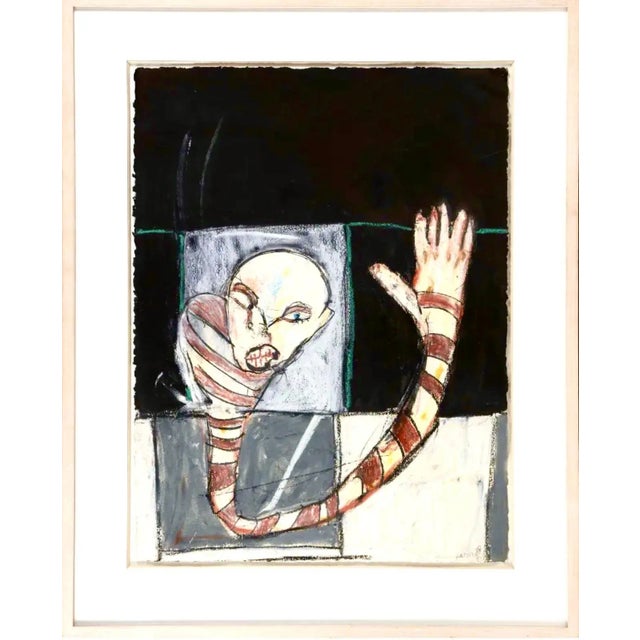 Red Michael Hafftka Figurative Neo Expressionist Oil Pastel Painting The Wave, 1984-1985 For Sale - Image 8 of 9