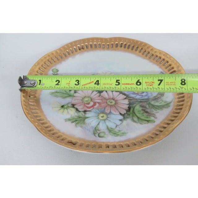 Gold Edge Hand Painted Flowers Decorative Plate 4595b For Sale - Image 11 of 14