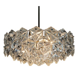 Mid-Century Chandelier in Crystal Glass and Chrome Plated Metal with 66 Glass Prisms from Kinkeldey, 1960s For Sale