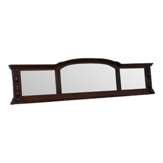 Vintage Three-Panel Wall Mirror With Arched Crest and Turned Wood Frame For Sale