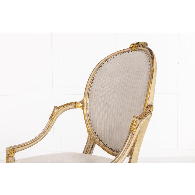 Gold Late 18th Century English Painted and Parcel Gilt Armchair For Sale - Image 8 of 15