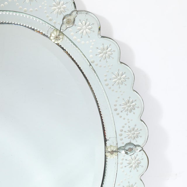 Mid-Century Modern Mid-Century Modernist Scallop Design Reverse-Etched & Beveled Mirror For Sale - Image 3 of 12