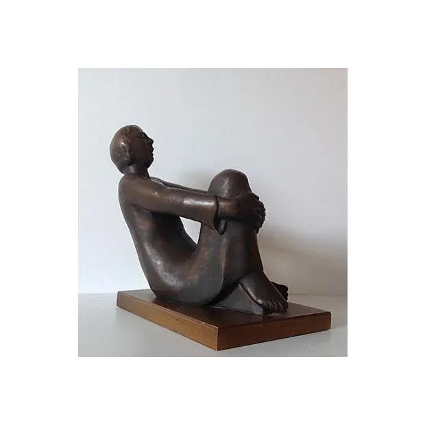 1960s C1961 Austin Productions American Regional Female Sculpture Ala Dust Bowl Era With Angst For Sale - Image 5 of 11