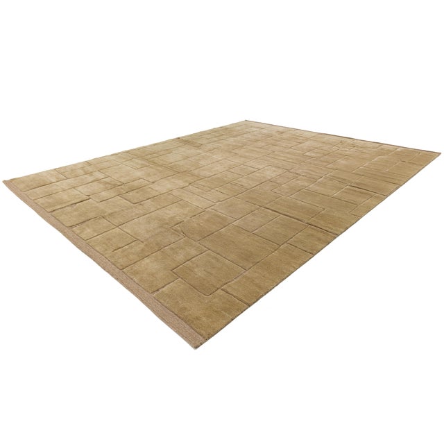 Modern Moroccan Style Geometric Wool Area Rug in Warm Camel Neutral For Sale - Image 12 of 12