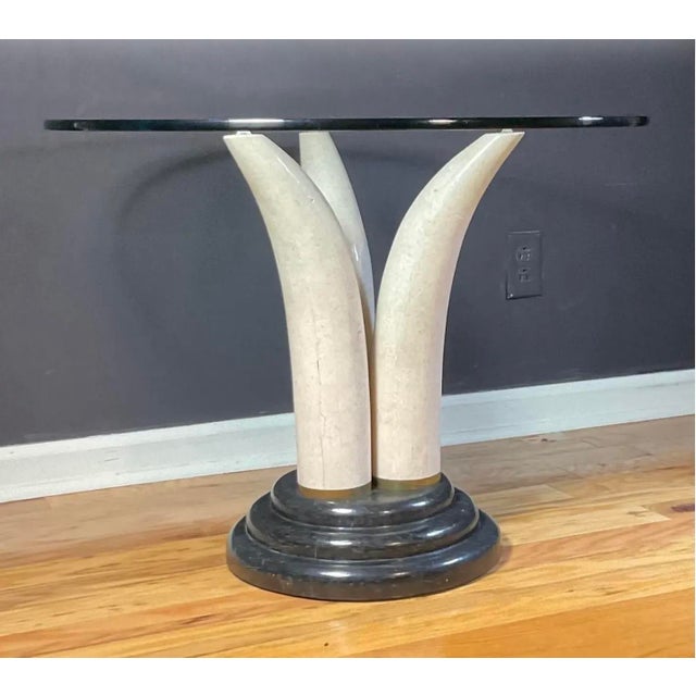 Mid-Century Modern Post Modern Tusk-Motif Pedestal Accent/Side Table by Maitland Smith, Circa 1970s-80s For Sale - Image 3 of 12
