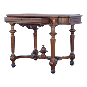 Antique 19th Century Walnut American Victorian Parlor Center Table