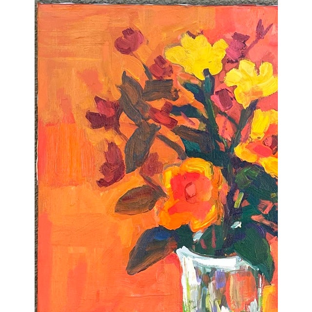 A rare offing of a beautifully colored oil on linen still life of flowers in a vase by William B. Hannum 1947 - 1998 a...