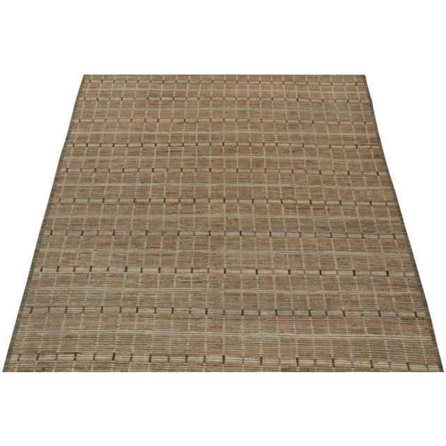 Moroccan Rug & Kilim’s Modern Rug with Beige-brown Geometric Patterns - 10x14 For Sale - Image 3 of 7