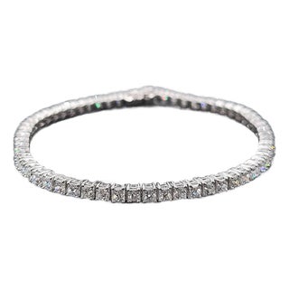 6.24 Ct Princess Cut Diamond Tennis Bracelet For Sale