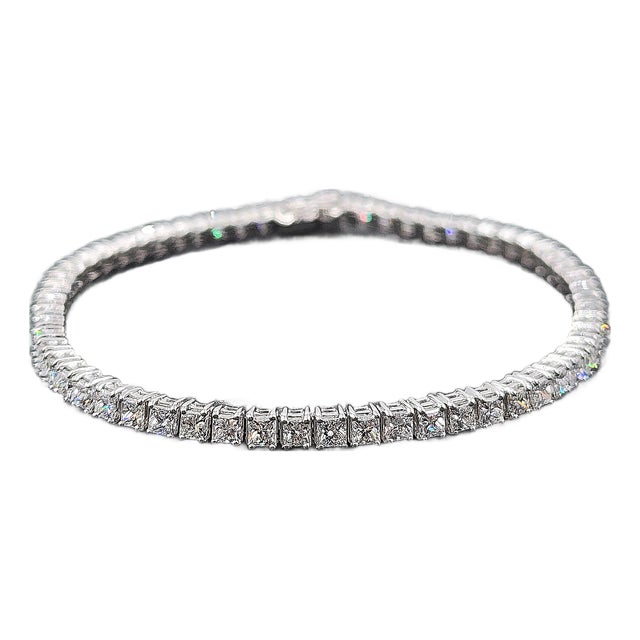 6.24 Ct Princess Cut Diamond Tennis Bracelet For Sale