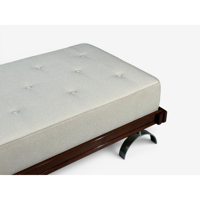 Wood Martin Borenstein, Daybed, Walnut, Steel, Beige Upholstery, Usa, 1960s For Sale - Image 7 of 12